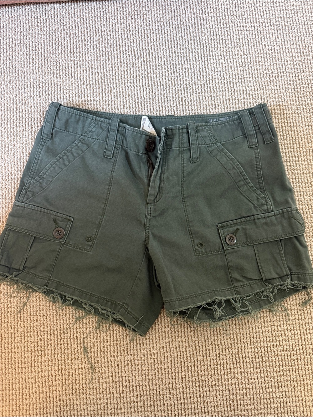 J. Crew Olive Utility Cargo Cutoff Shorts